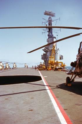 Flight deck of HMS Albion in Aden 1967
