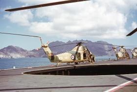 OS Helicopters On deck of HMS ALBION Aden 1967