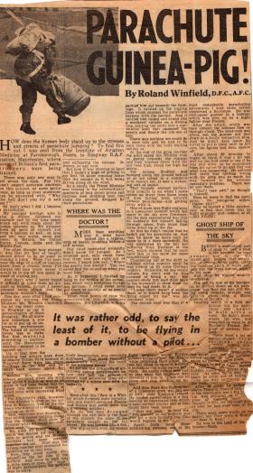 'Parachute Guinea-Pig' newspaper article