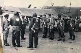 Godfrey Maguire getting ready to emplane a Whitley bomber