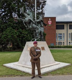 Gordon Broomfield in front of Merville Barracks, Colchester Garrison