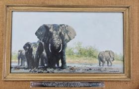 AA Elephants at the waterhole by David Shepherd