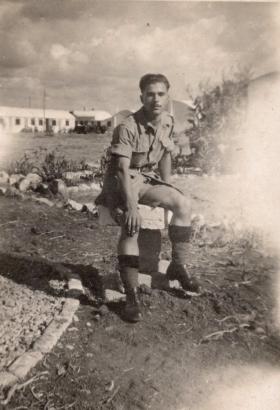 Private Leslie Jenner sitting for a photo in Palestine 