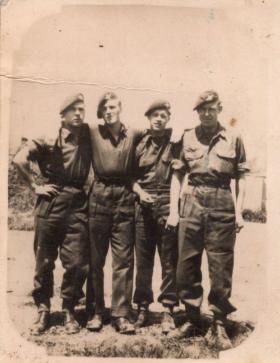 Leslie Jenner (Left) with men of 7th Bn. in Palestine 