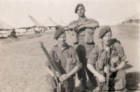 Leslie Jenner (centre) with 2 men of 7th Bn. in Palestine 