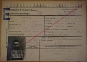 Sgt A L Sparkes 10 Para Bn Sept 1944 POW Card