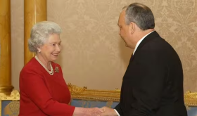 Denzil Connick BEM with Queen Elizabeth II