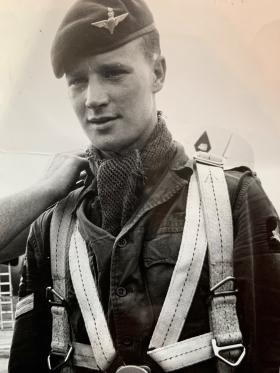 Very early photo (late 50s/early 60s) of Norman Edward Menzies MBE getting ready for a parachute jump 