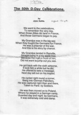 A poem written by the grand daughter of Thomas l Bentley