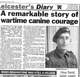 Article in the Leicester Mercury about Brian the Para Dog 