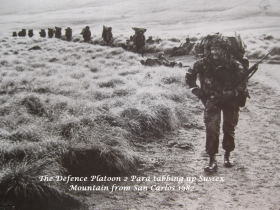 OS Defence platoon tabbing up Sussex Mountain in 1982