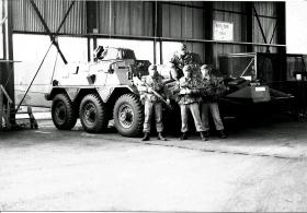 OS Bob Wade, Steve McConnel, Mark Burnett, Sean Walker by armoured car in NI