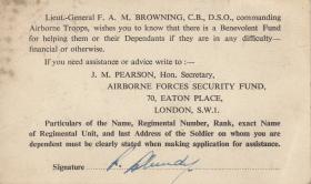 Airborne Forces Security Fund invitation card