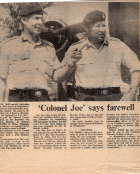 Article from 1975 detailing Brig. Joe Starling leaving the post of Regimental Colonel