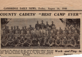 Newspaper clipping describing Brig. Joe Starling's cadet group, 1946