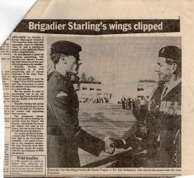 Article about Brig. Joe Starling's return to Aldershot for a passing-out parade