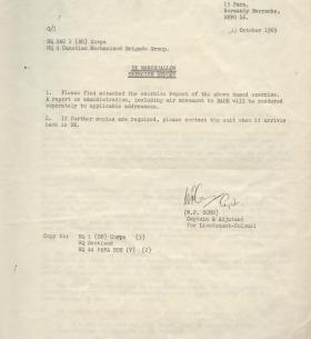 (Part one) Official report on Exercise Marshmallow, 1969. 