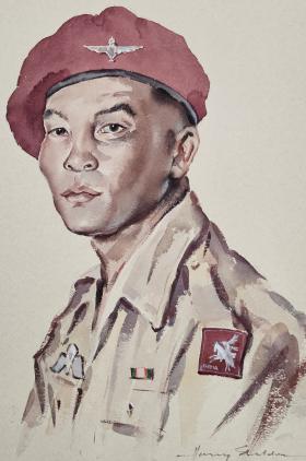 Water colour of a member of 50th Indian Parachute Brigade