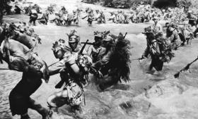 Japanese Troops fording a river
