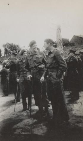 Brigadier Hill and Major General Bols saying farewell to the Canadian Paratroopers, Aldershot station 1945