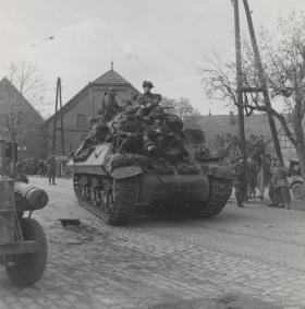Canadian Paratroopers aboard a Sherman, near Minden April 1945