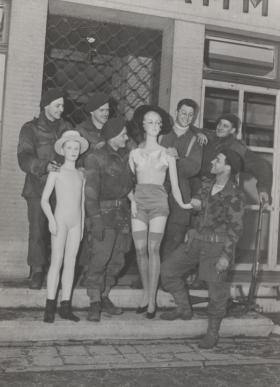 Canadian Paratroopers with a mannequin, Ladbergen Germany April 1945