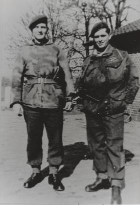 Two Paratroopers from the 1st Canadian Para Bn, one wearing a German Sumpftarn smock