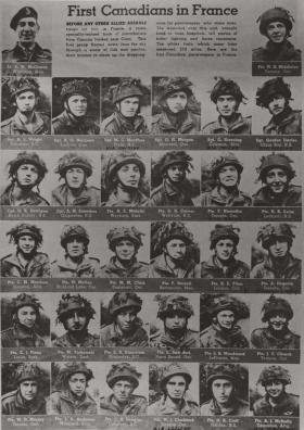 A promotional image of the first Canadian paratroopers in France