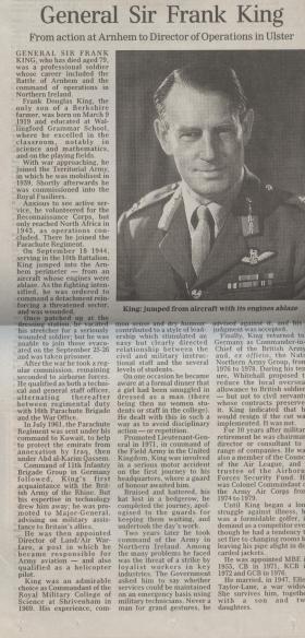 General Frank King GCB MBE Obituary