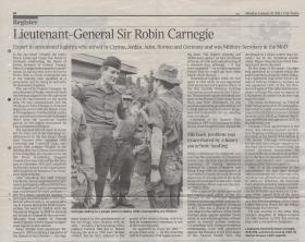 Lieutenant General Sir Robin Carnegie KCB OBE DL Obituary 
