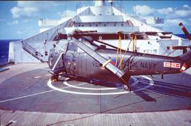 Sea King helicopter on board SS Canberra, May 1982.