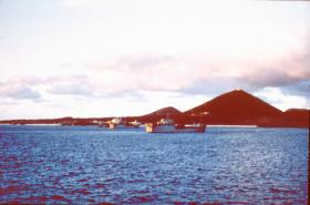 Part of the ‘Task Force’ anchored off Ascension Island, May 1982.