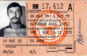 Cpl Hatchman's Identity Card, Fort Campbell, USA, 1979.