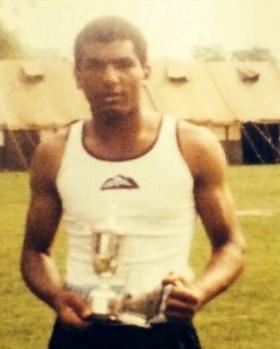 Junior Infantryman Gibson, Junior Army Boxing Champion at light heavyweight, Depot, Aldershot, 1980.