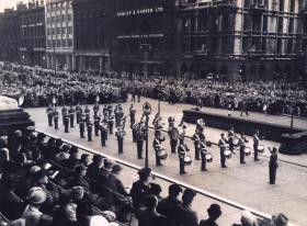 12 PARA (TA) Band at the presentation of the Colours ceremony, Leeds 1952.