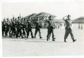 15th (Kings) Parachute Battalion march past the C-in-C, Gen Sir Claude Auchinlek, Bilaspur, India, April 1946