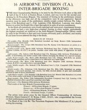 16 Airborne Division Championship Boxing Report 1954