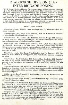 16 Airborne Division Championship Boxing Report 1955