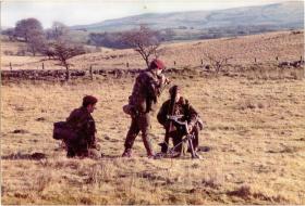 4 PARA Mortars load a 81mm Mortar on exercise, Stanford Training Area, 1980s
