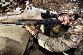 A Paratrooper Takes Aim with an L129A1 Sharpshooter Rifle, Afghanistan, 2011