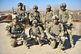 Members of 2 PARA pose for group photo, Afghanistan, 2011