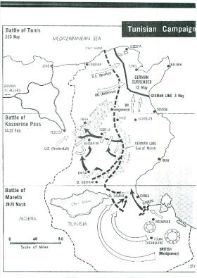 Map showing the Tunisian campaign.