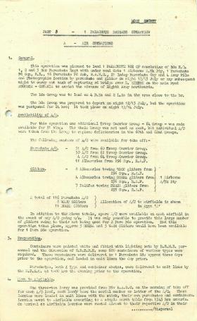Information on 1st Parachute Brigade's part in Sicily operations.