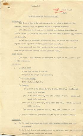 Document outlining the emergency arising from Allied-Jugoslav situation.