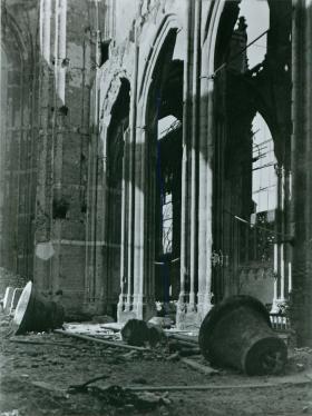 Arnhem Cathedral destroyed after heavy shelling.