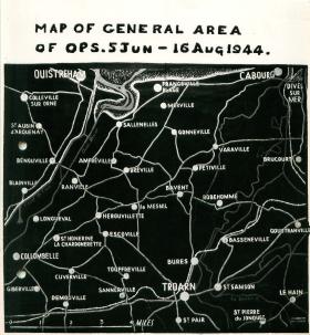 Map showing general area of operations from June 5th-August 16th 1944.