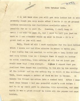 Letter from unknown author about experiences of Operation Dragoon.