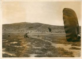 Paratrooper executes a three point landing on Megara airfield.