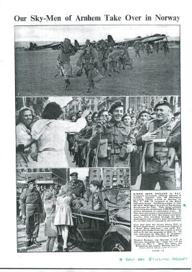Article about airborne troops arriving in Oslo.