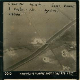 Aerial photo of Issel Bridge, objective of 6 Airlanding Brigade in Rhine Crossing.